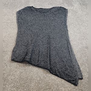 Eileen Fisher Black and White Cotton Asymmetrical Sweater Size Medium